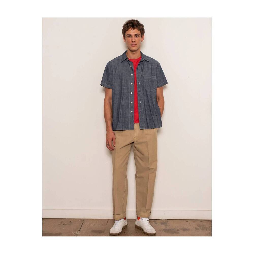 NEW ALEX MILL men's short sleeve shirt in medium wash